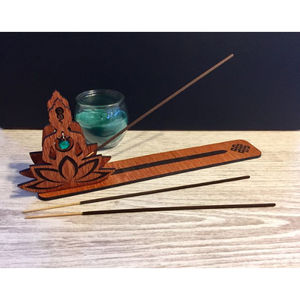 ผู้ถือธูปไม้ทำด้วยมือโบราณที่มีรูปแบบการแกะสลักประดับสำหรับตกแต่งบ้านวัดห้องทำสมาธิ - Product Image 3