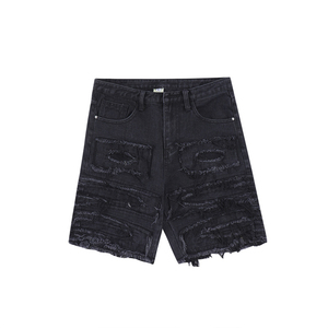 Vente en gros de shorts en denim de haute qualité délavés avec peinture hip pop de rue, shorts en denim amples pour hommes fabriqués au Pakistan - Product Image 4