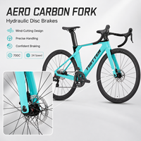Bicicleta de Carretera de Carbono 700C, 24 Velocidades, Frenos de Disco Hidráulicos, Cuadro y Horquilla de Fibra de Carbono Ligera, 700x28C, Bicicleta de Carreras