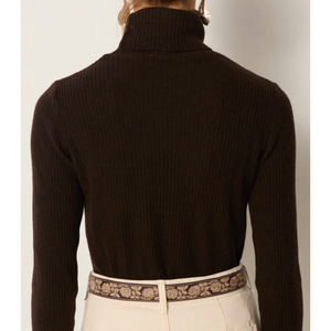 Suéter Casual DOLCEVITA de Lana Merino con Estampado Floral, Decoración Bordada a Rayas, Cierre de Cremallera, Transpirable y Cómodo para Otoño - Product Image 3