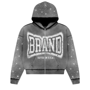 Personnalisation High Street Trend Y2K Zipper Hip-Hop Brodé 3D Lettre pour Oversized Men's Cotton Hoodie - Product Image 6
