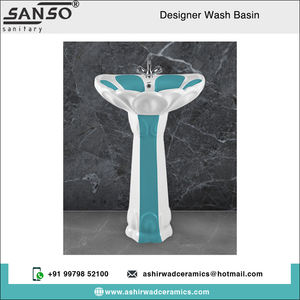 Fregadero de lavabo de cerámica de un solo orificio de diseñador altamente demandado Forma ovalada única para baño Proveedor indio Montaje de grifo - Product Image 2