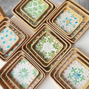 Rattan MOP <b>bath</b> <b>tray</b> bathroom essentials capiz shell pearl mosaic inlay <b>trays</b> room organizer - Product Image 6