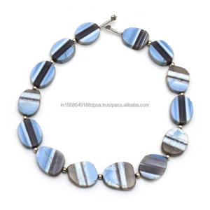 El mejor estilo creativo Premium Owyhee Blue Opal Smooth Slice Shape Gemstone Beads 9x11mm 47.5ct Strand Use Making Top Gift - Product Image 1
