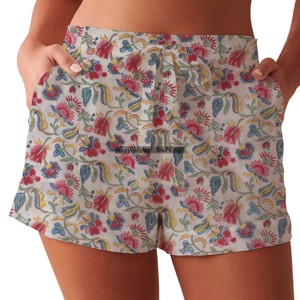 Shorts d'été pour femmes au design personnalisé, décontractés, taille élastique, qualité supérieure, 100% coton, écologiques, séchage rapide, fleurs - Product Image 4