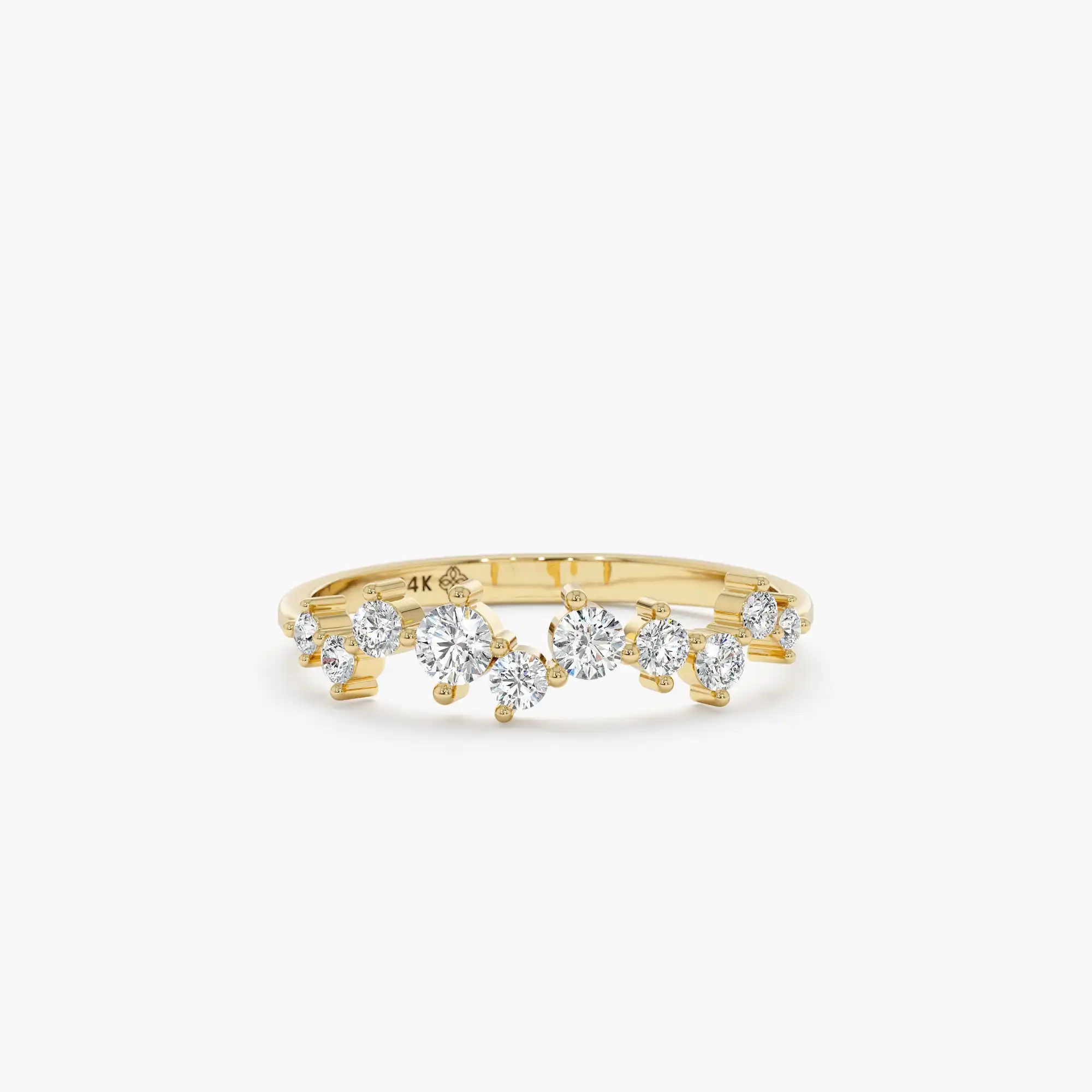 14K oro massiccio gigi certificata naturale Set asimmetrico diamante anello a grappolo 0.35 CTW G colore diamante