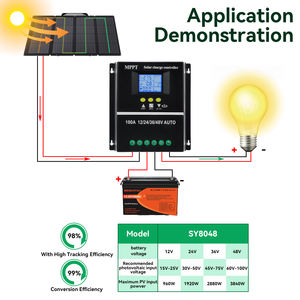 Contrôleur de charge solaire intelligent automatique MPPT 12V 24V 36V 48V 100A pour systèmes solaires - Product Image 5