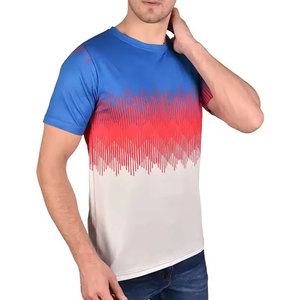 Camiseta de Hombre Sublimada de Manga Corta con Patrón Geométrico, Color Degradado, Cuello Redondo, Casual, de Secado Rápido, Corte Regular, 100% Poliéster - Product Image 4