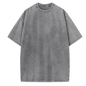 T-shirts tricotés pour hommes de haute qualité, effet délavé à l'acide, 200g, 100% coton, logo personnalisé sérigraphié, écologiques, séchage rapide 2026 - Product Image 5