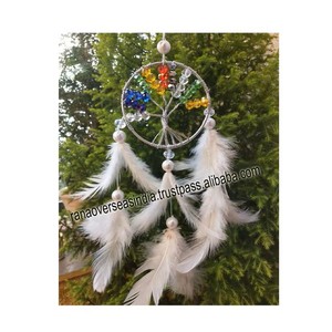 Cuentas de siete chakras para Yoga, atrapasueños de árbol con pluma blanca, protección de meditación, regalos para el día de la madre - Product Image 3