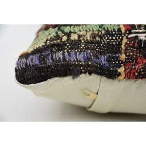 Multicolor Wool Kantha Patchwork Pillow 8x16 Inch Decorative Cushion <b>Vintage</b> Floral Embroidered Print Woven for <b>Bedding</b> Floor - Product Image 4