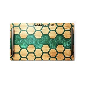 Premium Quality Wood Resin Serving <b>Tray</b> Table Decor Elegant Wood Resin Tea Coffee <b>Tray</b> Custom <b>Breakfast</b> <b>Tray</b> Dinnerware Set - Product Image 2