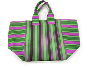 Sac fourre-tout de plage de voyage rayé personnalisé recyclé écologique en plastique PP réutilisable longue poignée cosmétique trousses de toilette étiquette du logo - Product Image 3