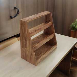 Support d'assaisonnement de cuisine en bois organisateur à trois couches support de stockage d'épices en bois d'acacia cuisine pot à épices stockage présentoir en bois - Product Image 2