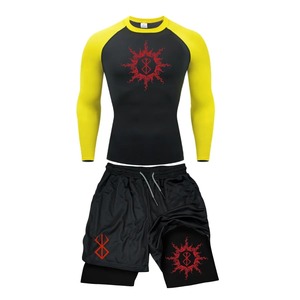 2025 conjuntos de camisetas transpirables personalizadas 100% algodón 2 en 1 Conjunto de camisa de pantalones cortos de rendimiento nuevo conjunto de pantalones cortos estampados con estilo para hombres - Product Image 1