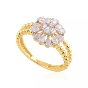 Anillo de compromiso de doble banda de oro de 14K, anillo de boda de diamante cultivado en laboratorio, joyería de aniversario única de corte de pera Baguette para ella - Product Image 2