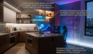 Bande lumineuse LED 10V blanc chaud/neutre/froid IP20 DC24V 126 LED 110 Lm/W SMD2835 pour éclairage d'accentuation de meubles domestiques 5m/rouleau - Product Image 6