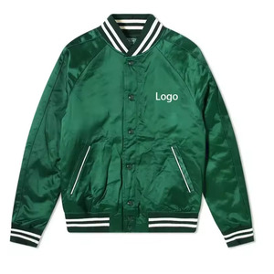 แจ็กเก็ตบอมเบอร์กันลมของผู้ชายเสื้อแจ็คเก็ตผ้าซาตินสไตล์เบสบอลผ้าซาตินขนแกะสำหรับฤดูหนาวออกแบบโลโก้ได้ตามต้องการ - Product Image 2