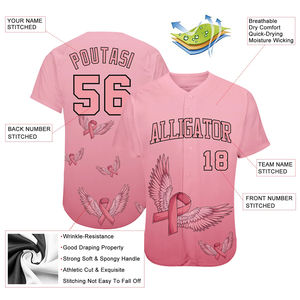 Maillot de baseball personnalisé pour hommes 100% polyester Léger Respirant Évacuation de l'humidité Impression personnalisée du nom de l'équipe Logo Service OEM - Product Image 4