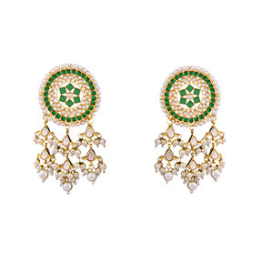 Pendientes de Araña con Cuentas Doradas, Base de Metal Resistente, Diseñados para Bodas y Fiestas, Joyería para Mujer - Product Image 1