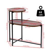 Table d'appoint en noyer à 2 niveaux, petite table de chevet avec structure en métal pour salon et chambre à coucher