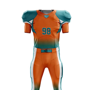 Conjunto de Uniforme de Fútbol Americano Personalizado, Jersey y Pantalones de Entrenamiento Transpirables, Sublimados, con Detalles en Naranja y Verde - Product Image 4