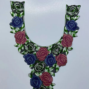 Encolure en dentelle gracieuse avec broderie de fil et de paillettes Style à coudre pour vêtements fantaisie Sarees Robes Blouse Kurti Robes - Product Image 1