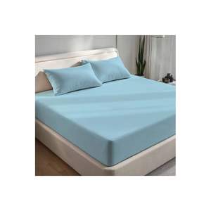 Juego de Sábanas Ajustables de Poliéster Azul de 100x200cm, Tamaño Individual, con 2 Fundas de Almohada, Suaves, Duraderas, Estilo Simple, Diseño Liso, 3 Piezas en Total - Product Image 6