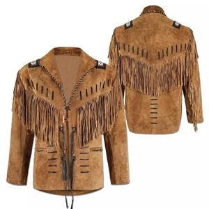 Chaqueta de cuero de ante de vaquero de invierno para hombre con flecos estilo elegante y acogedor - Product Image 4