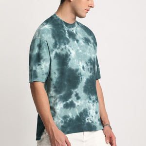 Camisas personalizadas de verano con tinte de corbata para hombres, producción OEM de tela de algodón transpirable con impresión de logotipo y marca de etiqueta privada - Product Image 2
