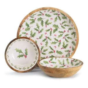 Cuenco impreso en blanco portátil de forma redondeada, cuenco para servir Pasta de madera con estampado de esmalte, diseño creativo - Product Image 3