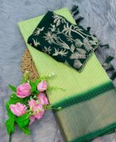 Dola jazi saree saree Multi Broderie Travail Avec Running Work Blouse viscove jazi patta