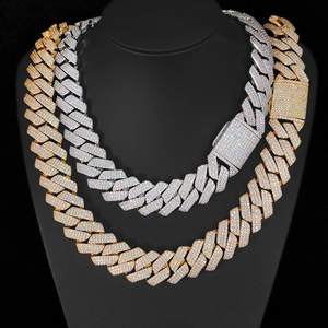 Collar de cadena cubana con incrustaciones de moissanita chapado en oro, joyería hip hop, moda moderna, dije de plata 925, para fiesta de rapero, para hombre - Product Image 4