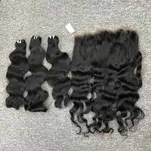 CIERRE FRONTAL TRAMA Onda natural Cabello más vendido Alta calidad 100% Cabello virgen Cabello crudo Un donante - Product Image 4