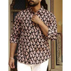 Men's Casual Floral Printed Cotton Full Sleeves <b>Shirt</b> Stand Collar ODM Supply Woven Poplin Oxford Fabric <b>Patchwork</b> Pattern - Product Image 1