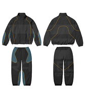 Conjunto Deportivo Cortavientos de Dos Piezas, Chaqueta y Pantalón, Corte Ajustado, Color Sólido, con Logotipo Personalizado, Ecológico y Transpirable