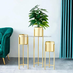 Mejor venta al por mayor de maceta de oro de metal con soporte (Juego de 3) - Product Image 2
