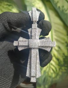 Iced Out <b>Cross</b> Pendant VVS1 Moissanite, 925 <b>Sterling</b> <b>Silver</b> Hip Hop Necklace Statement Religious Jewelry by Silvoura - Product Image 2