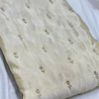 Tela de Seda Pura Teñible con Diseño Metálico Zari Butti Tejido para Sarees, Lehengas y Dupattas Premium - Material sin Coser
