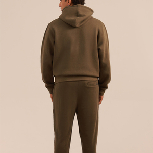 Soft <b>fleece</b> hoodie in light grey and <b>brown</b> with a relaxed fit and kangaroo pocket designed for everyday comfort - Product Image 6