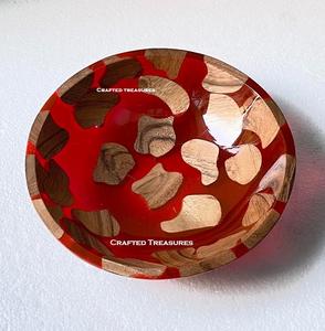 100% bol de service décoratif en bois naturel accessoire de maison bol de service pour salades fêtes bol de service en résine - Product Image 2