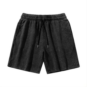 OEM personnalisé unisexe lavé à l'acide vintage deux pièces ensemble respirant tricoté hommes Shorts surdimensionné coton T-Shirt décontracté pour l'automne - Product Image 6