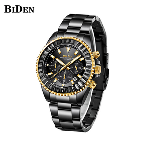 ساعة بيدن 0163 للرجال الأقوياء، تصميم داخلي للتسوق، كرونوغراف مع تاريخ، علبة مرصعة بالألماس، حزام من الفولاذ المقاوم للصدأ، ساعة شعبية للشباب - Product Image 2