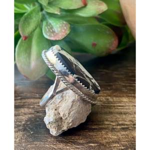 Anillo Reda Galvan con Bisutería de Búfalo Blanco y Calcedonia Azul, Engastado en Plata de Ley, Talla 6, para Uso Diario - Product Image 3