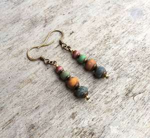 Pendientes modernos de cuentas de cristal turquesa con flecos en cascada Regalo único de joyería Andy - Product Image 2