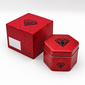 Boîte de rangement pour montres avec logo personnalisé, emballage cadeau OEM, boîte en métal noir hexagonale de luxe, boîte en étain noire fossile - Product Image 3