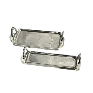 Plateau en métal doré Antique avec poignée trouée nouveau Design tendance plateau de service en aluminium pour tasse à café et thé pour Restaurant et hôtel - Product Image 4