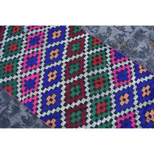 Alfombra turca de 2.5x7 pies, alfombra vintage, alfombra Kilim con diseño de plantas y árboles azules - Product Image 4