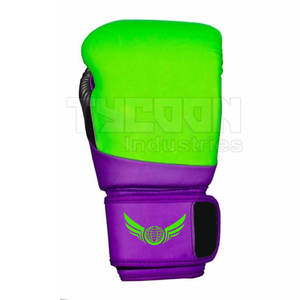 Gants de boxe durables Gants de boxe personnalisés avec votre propre logo Gants de boxe de couleur verte et violette - Product Image 1