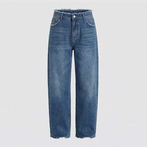 Pantalon en jean en coton taille haute pour femmes, style décontracté, poche imprimée personnalisée, pantalon de mode haut de gamme, couleur personnalisée - Product Image 1